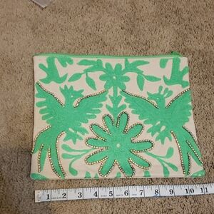 Green Embroidered Pouch